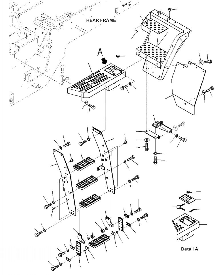 Схема запчастей Komatsu WA380-7 - M-A ЛЕВ. ЛЕСТНИЦА С ЗАДН. ПОЛН. КРЫЛО ЧАСТИ КОРПУСА