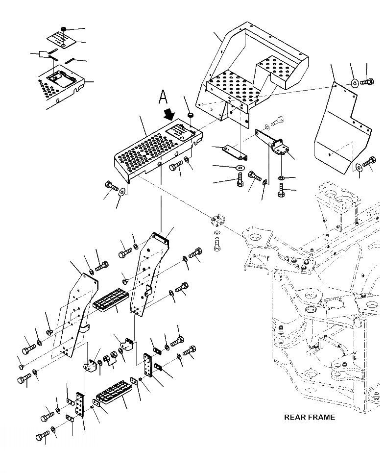 Схема запчастей Komatsu WA380-7 - M-A ПРАВ. ЛЕСТНИЦА С ЗАДН. ПОЛН. КРЫЛО ЧАСТИ КОРПУСА