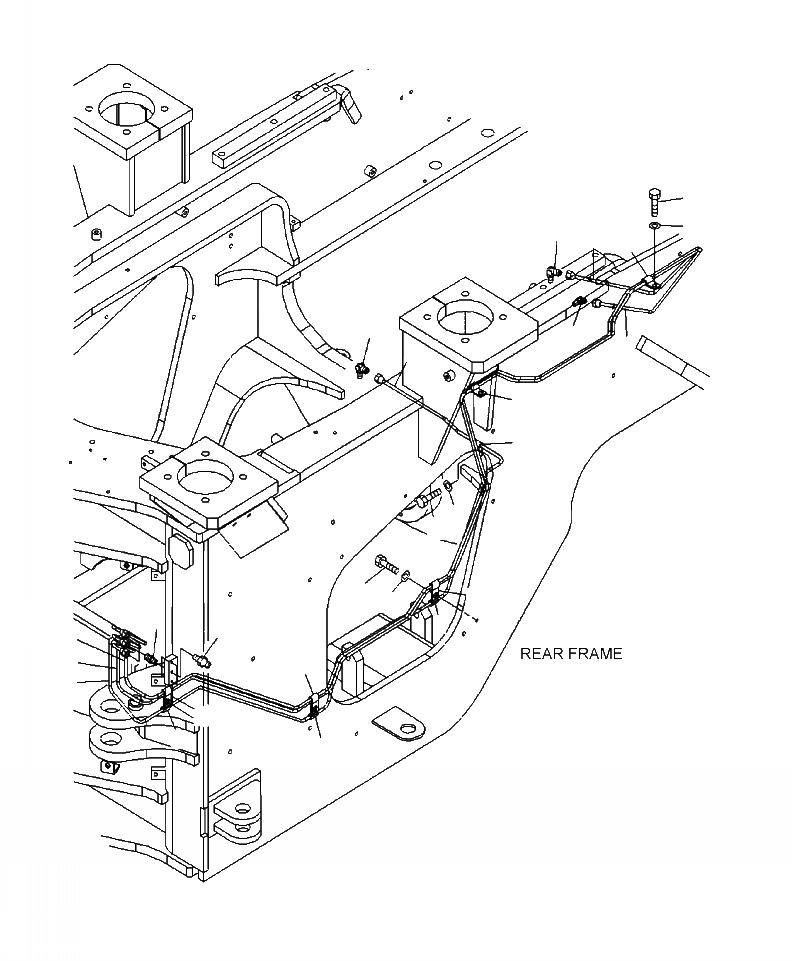 Схема запчастей Komatsu WA380-6 - J7-A УДАЛЕННАЯ СМАЗКА ЗАДН. ТРУБКА ОСНОВНАЯ РАМА И ЕЕ ЧАСТИ