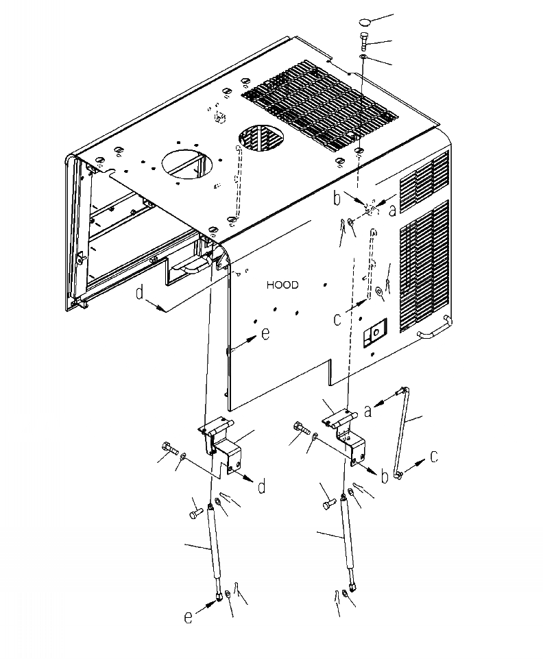 Схема запчастей Komatsu WA380-6 - M-A КАПОТ GAS SPRING КРЕПЛЕНИЕ (ПОЛН. КРЫЛО) ЧАСТИ КОРПУСА