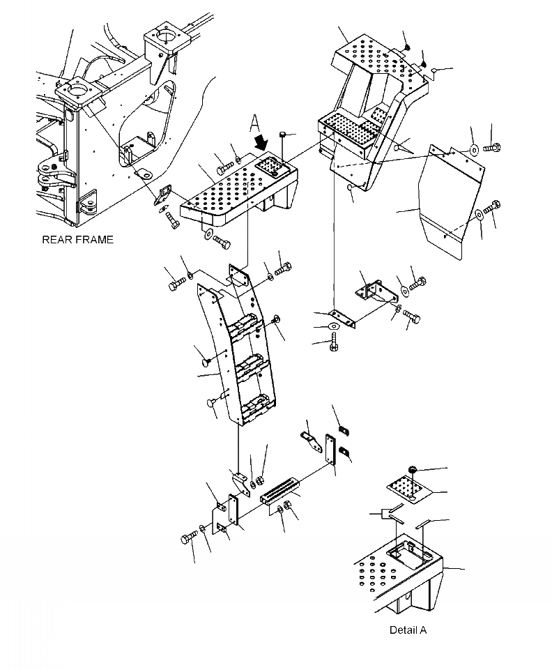 Схема запчастей Komatsu WA380-6 - M-A ЛЕСТНИЦА ЛЕВ. ПОЛ ЧАСТИ КОРПУСА