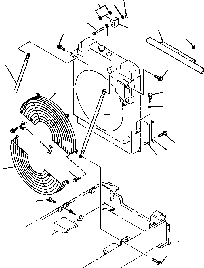 Схема запчастей Komatsu WA380-1LC - FIG NO. КРЕПЛЕНИЕ РАДИАТОРА КОМПОНЕНТЫ ДВИГАТЕЛЯ & ЭЛЕКТРИКА