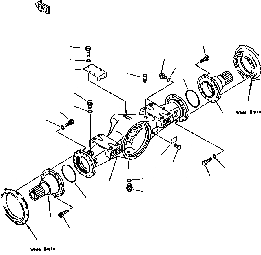 Схема запчастей Komatsu WA380-1LC - FIG NO. КОРПУС ПЕРЕДНЕГО МОСТА ВЕДУЩ. ВАЛ, МОСТS КОЛЕСА & ТОРМОЗ. СИСТЕМАS