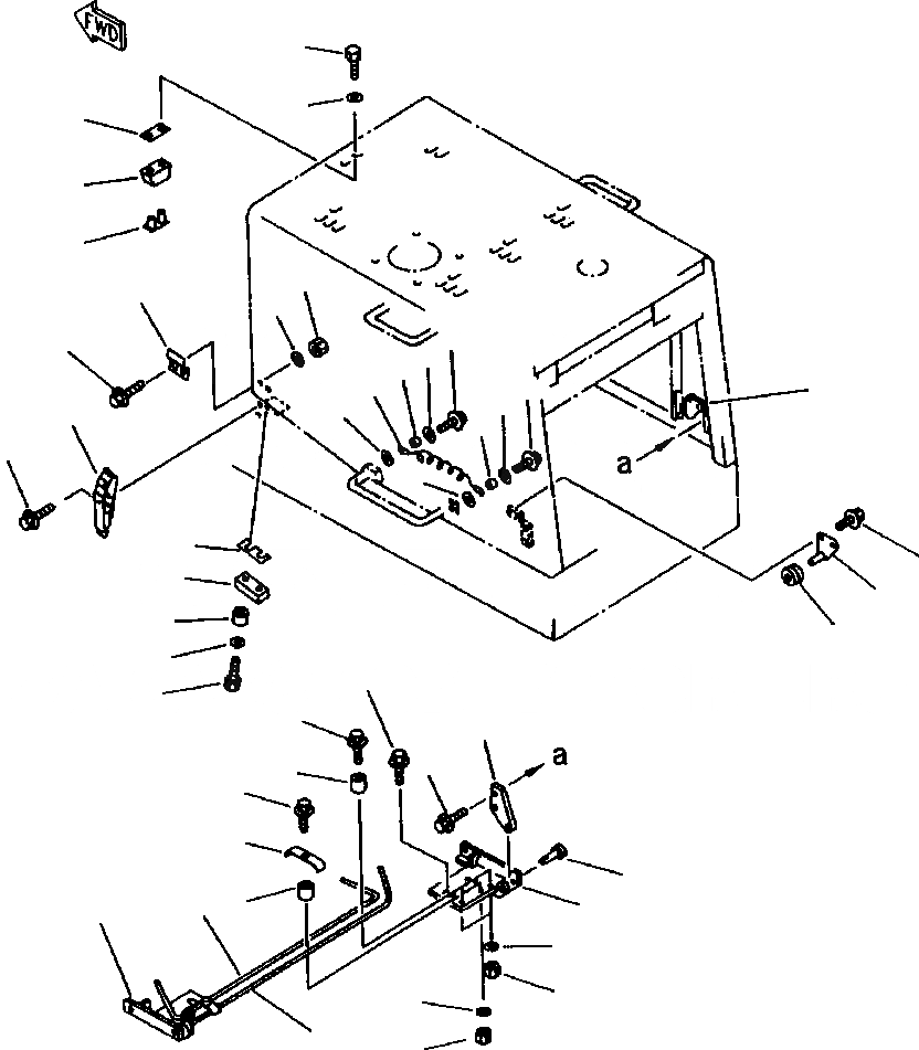 Схема запчастей Komatsu WA380-1LC - FIG NO. ЗАЩИТА РАДИАТОРА AND КАПОТ LATCHES И HINGES РАМА, ЧАСТИ КОРПУСА & SUPERSTRUCTURE