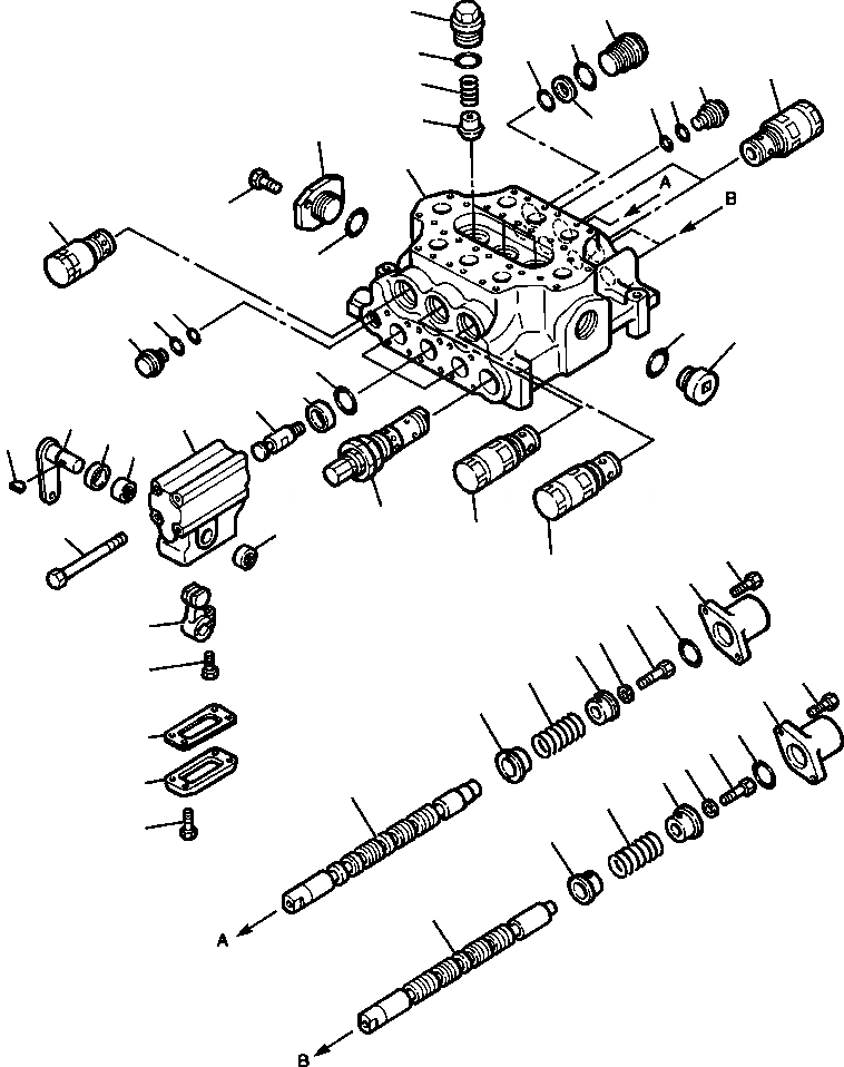 Схема запчастей Komatsu WA380-1LC - FIG NO. A THREE СЕКЦ. УПРАВЛЯЮЩ. КЛАПАН УПРАВЛ-Е РАБОЧИМ ОБОРУДОВАНИЕМ