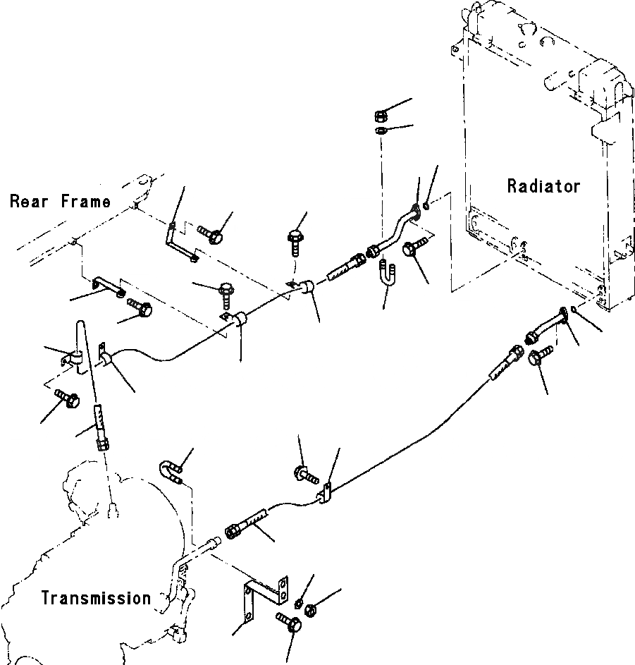 Схема запчастей Komatsu WA380-3L - ГИДРОЛИНИЯ ТРАНСМИССИИ МАСЛООХЛАДИТЕЛЬ ЛИНИЯ -