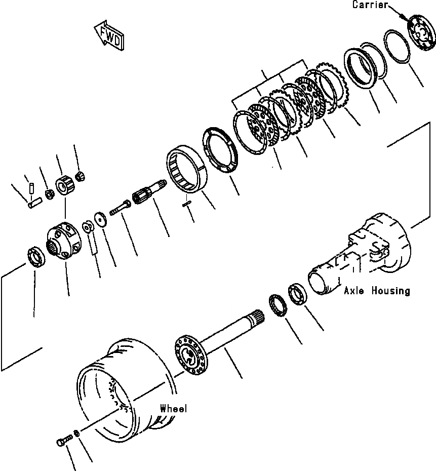 Схема запчастей Komatsu WA380-3L - МОСТ ASSEMBLY ПЕРЕДНИЕ ТОРМОЗА И КОНЕЧНАЯ ПЕРЕДАЧА ASSEMBLY -