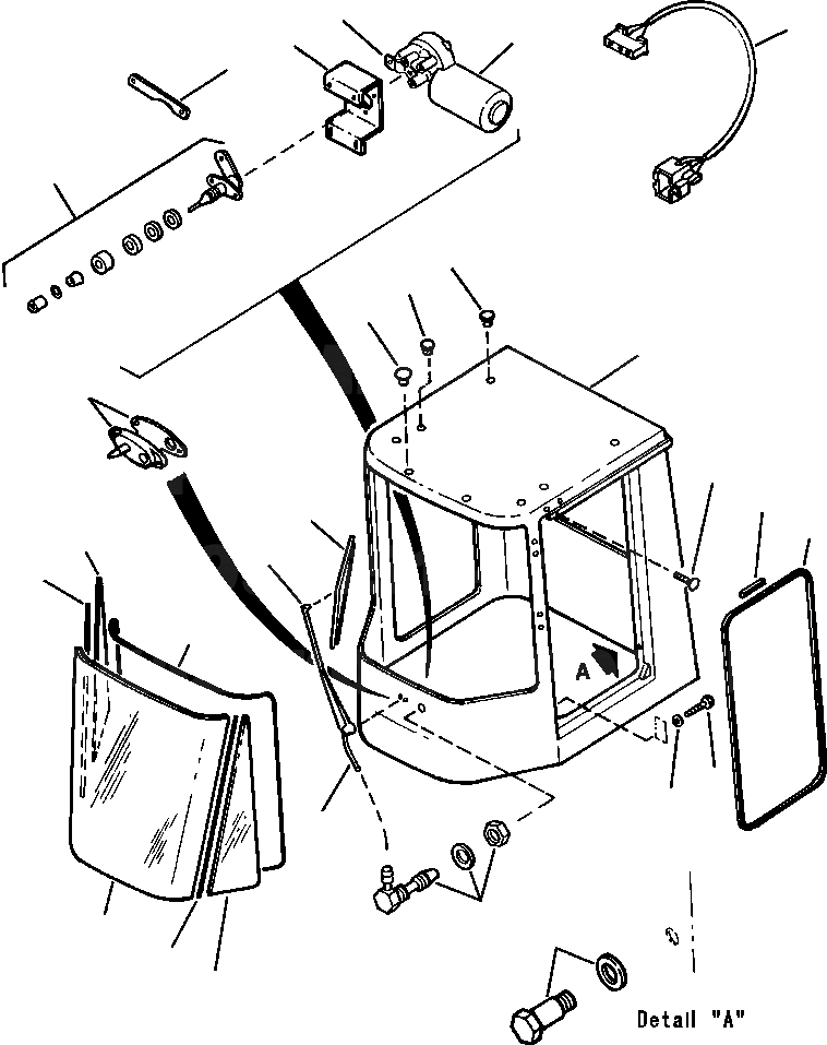 Схема запчастей Komatsu WA380-3L - КАБИНА ROPS ПЕРЕДН. СТЕКЛА, ДВОРНИКИ И ДВЕРЬ УПЛОТНЕНИЕ -