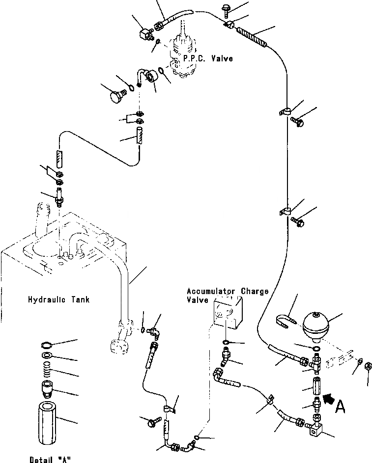 Схема запчастей Komatsu WA380-3L - ГИДРОЛИНИЯ КЛАПАН PPCЛИНИЯ - КЛАПАН АККУМУЛЯТОРА - PPC КЛАПАН -