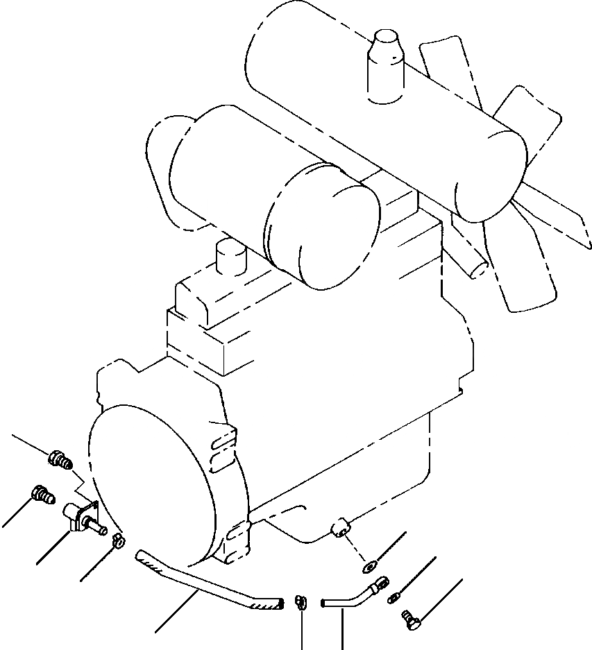 Схема запчастей Komatsu WA380-3MC - FIG. B-A ДРЕНАЖ МАСЛА ЛИНИЯ КОМПОНЕНТЫ ДВИГАТЕЛЯ