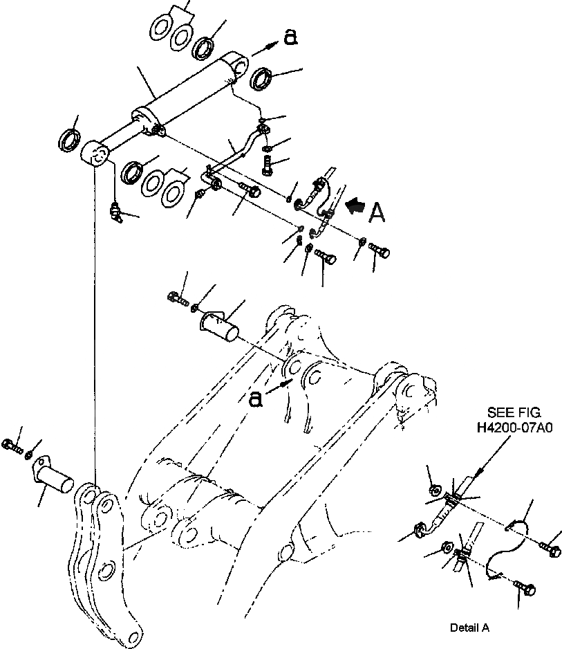 Схема запчастей Komatsu WA380-3MC - FIG. T-A ГИДРОЦИЛИНДР КОВША - ТРУБЫ И КРЕПЛЕНИЕ РАБОЧЕЕ ОБОРУДОВАНИЕ