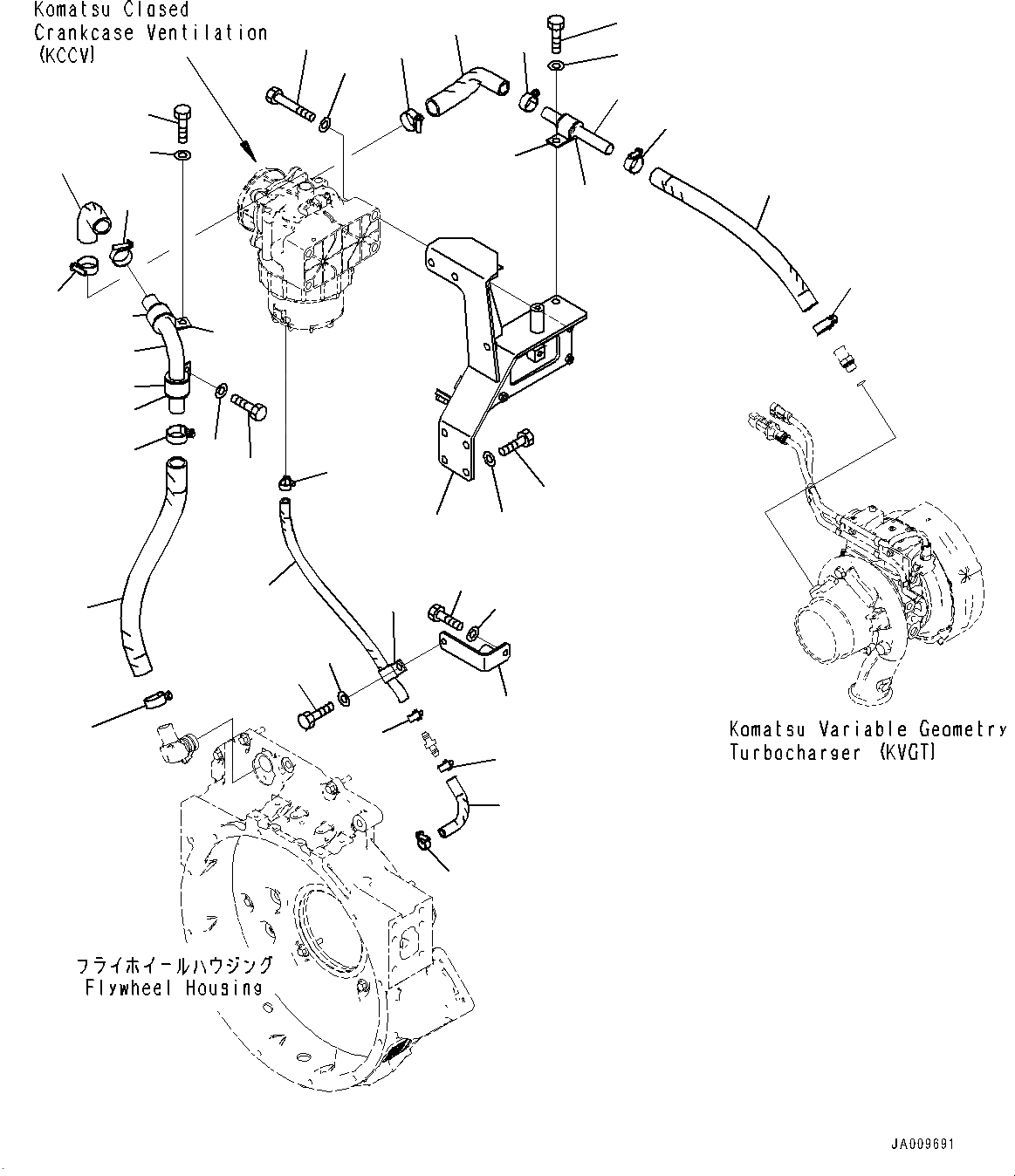 Схема запчастей Komatsu WA380-7 - КОМПОНЕНТЫ ДВИГАТЕЛЯ, KOMATSU ЗАКРЫТ.D CRANKКОРПУС ВЕНТИЛЯТОРILATION (KCCV) (/) КОМПОНЕНТЫ ДВИГАТЕЛЯ