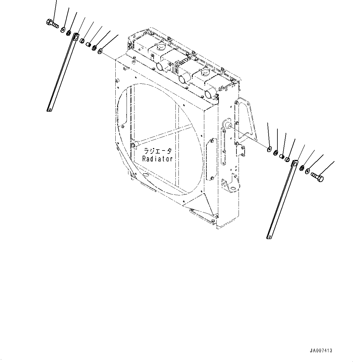 Схема запчастей Komatsu WA380-7 - РАДИАТОР,  СТОЙКА КРЕПЛЕНИЕ РАДИАТОР