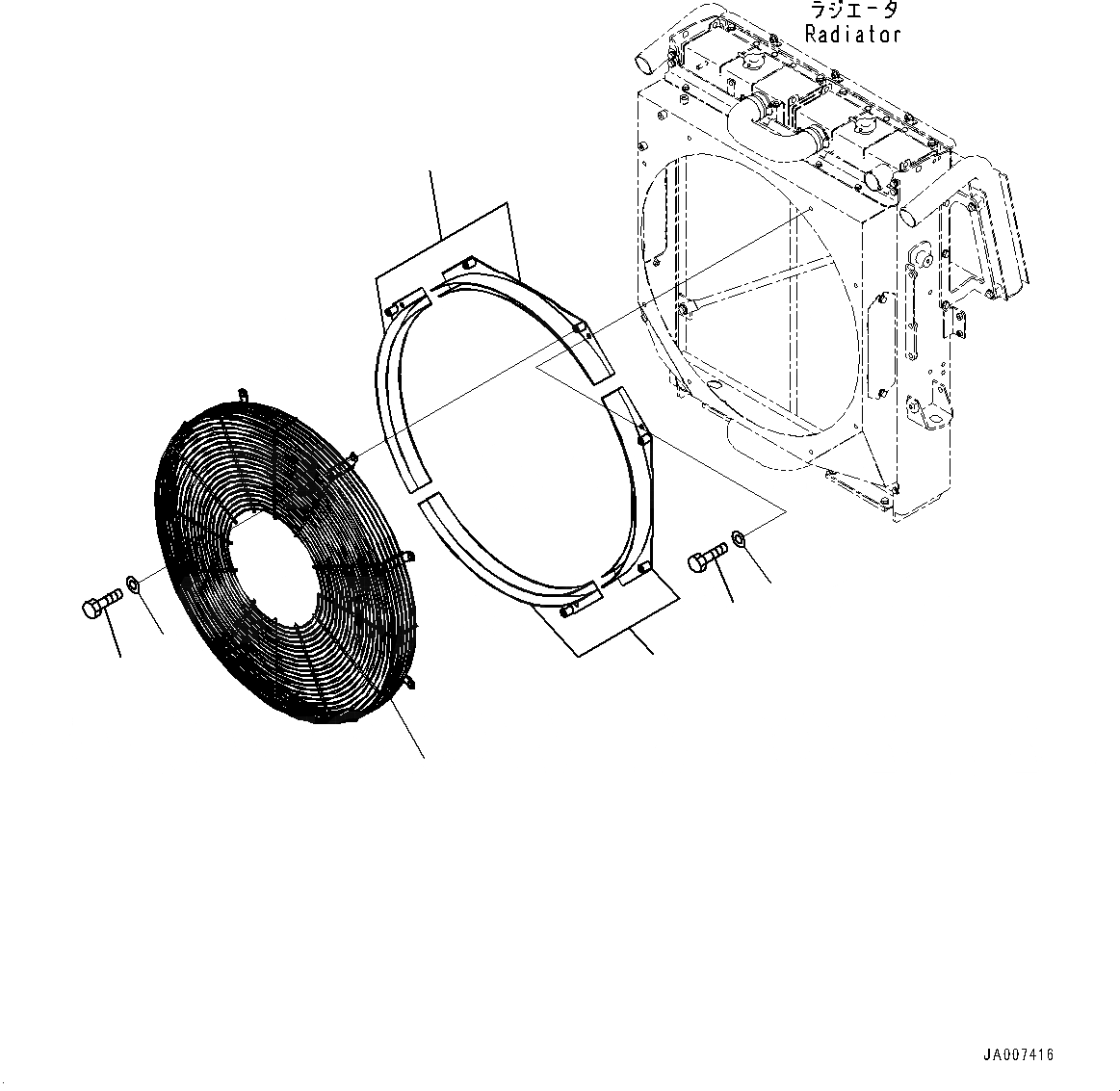 Схема запчастей Komatsu WA380-7 - РАДИАТОР, ЗАЩИТА ВЕНТИЛЯТОРА РАДИАТОР