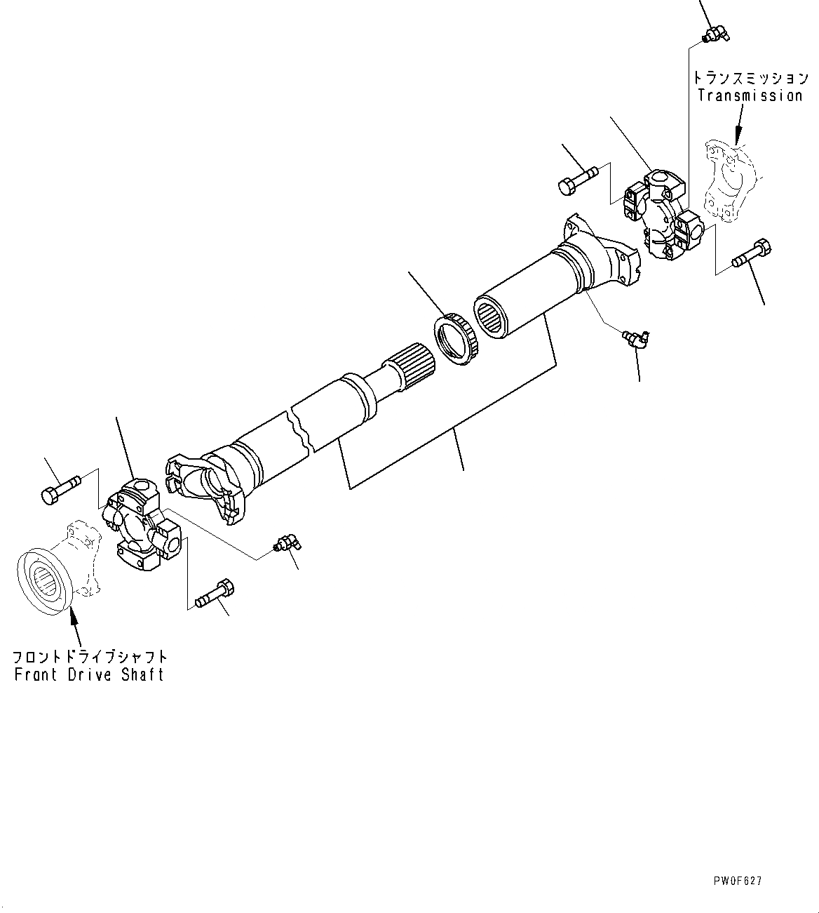 Схема запчастей Komatsu WA380-7 - КАРДАНН. ВАЛ, ЦЕНТР. ВАЛ КАРДАНН. ВАЛ