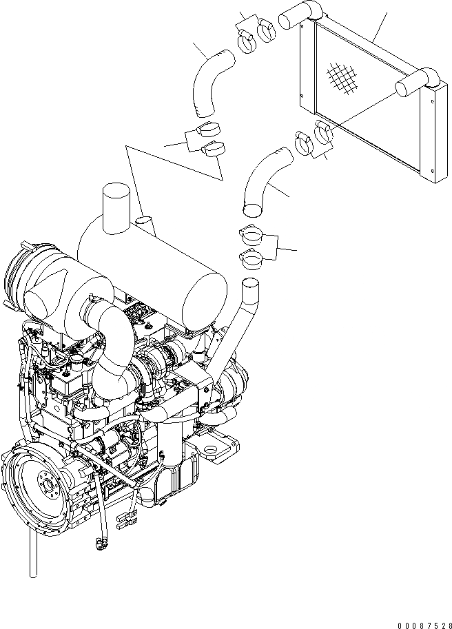 Схема запчастей Komatsu WA400-5L - ПОСЛЕОХЛАДИТЕЛЬ ТРУБЫ КОМПОНЕНТЫ ДВИГАТЕЛЯ