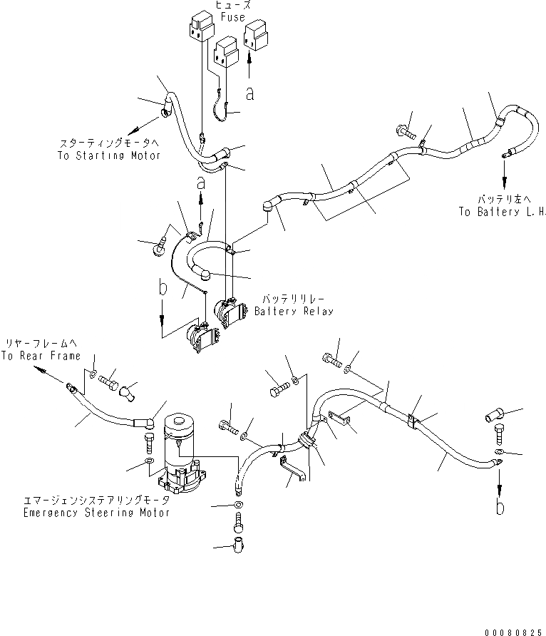 Схема запчастей Komatsu WA400-5L - ЗАДН. Э/ПРОВОДКА (ВСПОМОГ. РУЛЕВ. УПРАВЛЕНИЕ И STARTING КОНТУР) ЭЛЕКТРИКА