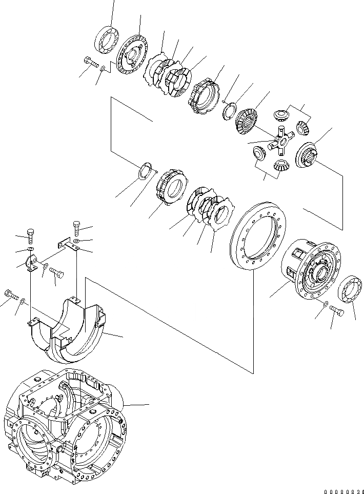 Схема запчастей Komatsu WA400-5L - ПЕРЕДНИЙ МОСТ (ДИФФЕРЕНЦ. САМОБЛОКИР. КОРПУС) СИЛОВАЯ ПЕРЕДАЧА И КОНЕЧНАЯ ПЕРЕДАЧА