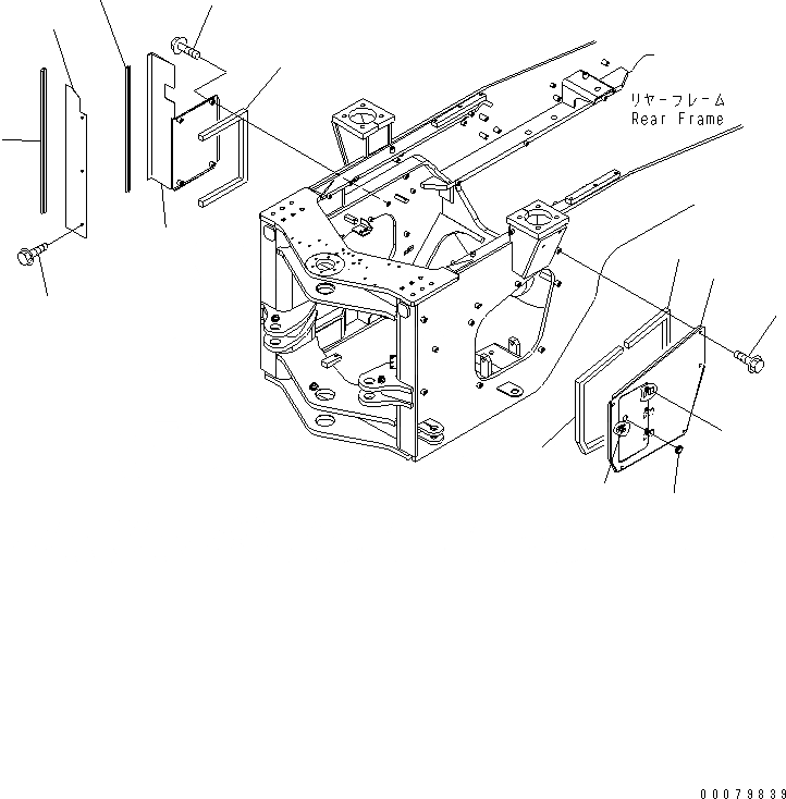 Схема запчастей Komatsu WA400-5L - БЛОКИР. ШАНГА И КРЫШКА(БОКОВ. КРЫШКА) ОСНОВНАЯ РАМА И ЕЕ ЧАСТИ