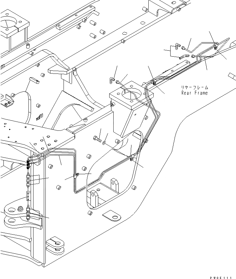 Схема запчастей Komatsu WA400-5L - УДАЛЕННАЯ СМАЗКА (ЗАДН. ТРУБКА) ОСНОВНАЯ РАМА И ЕЕ ЧАСТИ