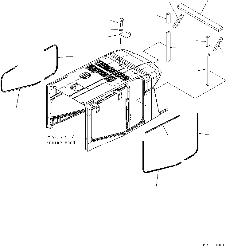 Схема запчастей Komatsu WA400-5L - КАПОТ (УПЛОТНЕНИЕS И ACOUSTICAL INSULATION) ЧАСТИ КОРПУСА