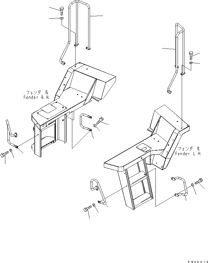 Схема запчастей Komatsu WA400-5L - HANDRAIL ЧАСТИ КОРПУСА