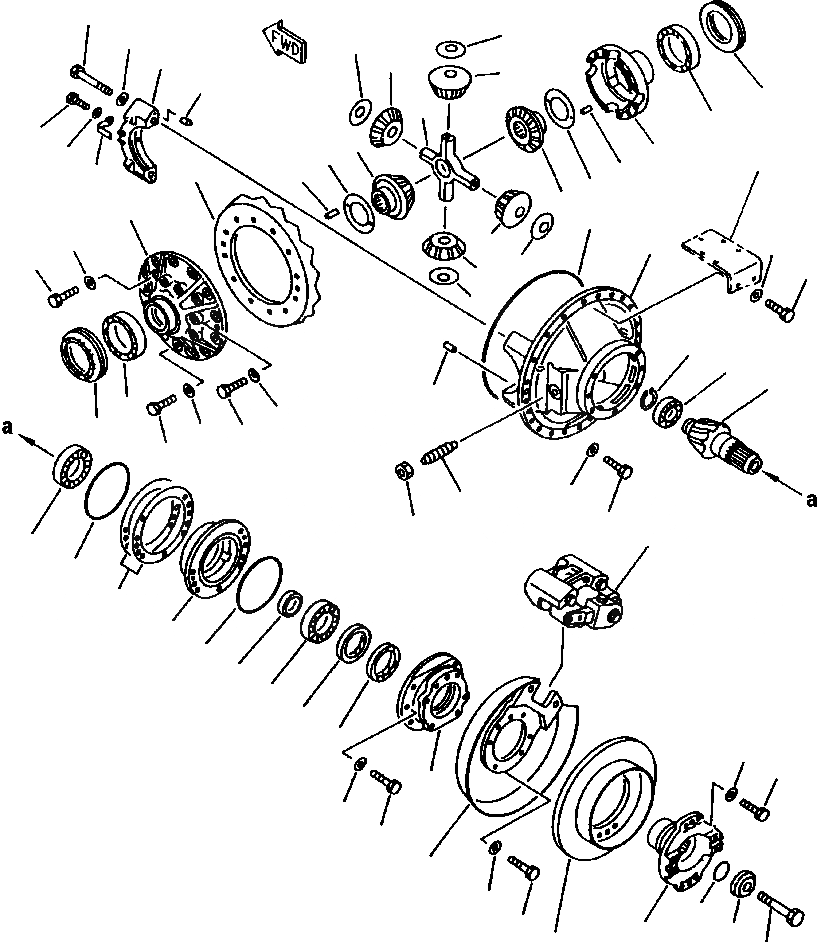 Схема запчастей Komatsu WA420-1LC - FIG NO. ПЕРЕДНИЙ МОСТ ДИФФЕРЕНЦ. ВЕДУЩ. ВАЛ, МОСТS КОЛЕСА & ТОРМОЗ. СИСТЕМАS
