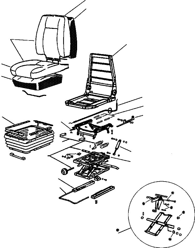 Схема запчастей Komatsu WA420-1LC - FIG NO. A СИДЕНЬЕ ОПЕРАТОРА KAB BRAND - BLACK VINYL РАМА, ЧАСТИ КОРПУСА & SUPERSTRUCTURE