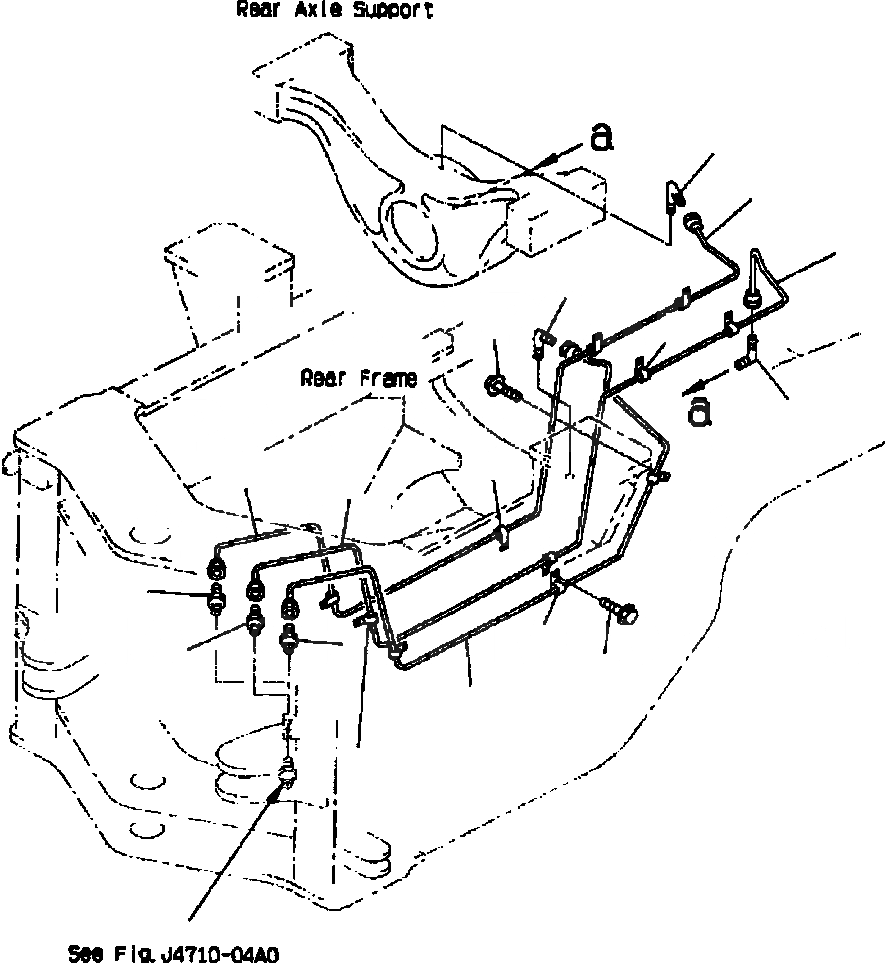 Схема запчастей Komatsu WA420-3MC - FIG. J7-A УДАЛЕННАЯ СМАЗКА - ЗАДН. МОСТ СУППОРТ ОСНОВНАЯ РАМА И ЕЕ ЧАСТИ