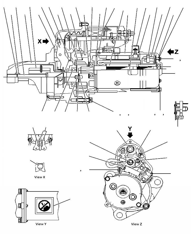 Схема запчастей Komatsu WA430-6 - A-AA СТАРТЕР V - 7. KW ДВИГАТЕЛЬ