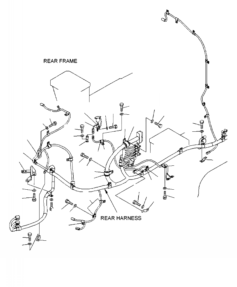 Схема запчастей Komatsu WA430-6 - E-A ЗАДН. ПРОВОДКА КРЕПЛЕНИЕ (/) ЭЛЕКТРИКА