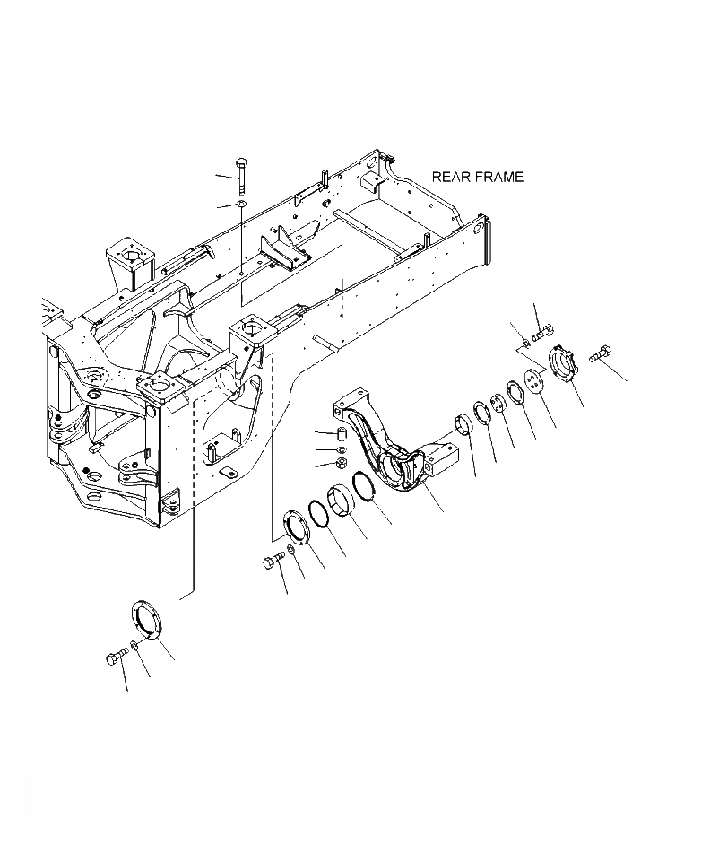 Схема запчастей Komatsu WA430-6 - J-A ЗАДН. МОСТ СУППОРТ ОСНОВНАЯ РАМА И ЕЕ ЧАСТИ