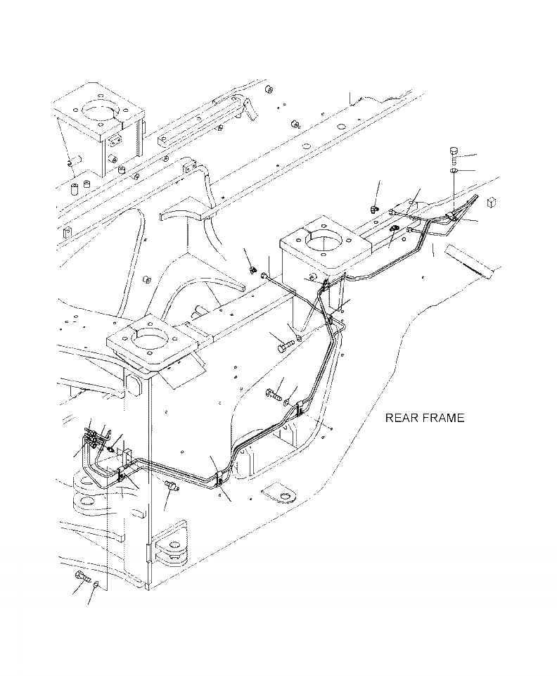 Схема запчастей Komatsu WA430-6 - J7-A УДАЛЕННАЯ СМАЗКА ЗАДН. ТРУБКА ОСНОВНАЯ РАМА И ЕЕ ЧАСТИ