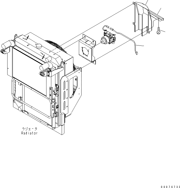 Схема запчастей Komatsu WA450-5L - МОТОР ВЕНТИЛЯТОРА COVER ГИДРАВЛИКА