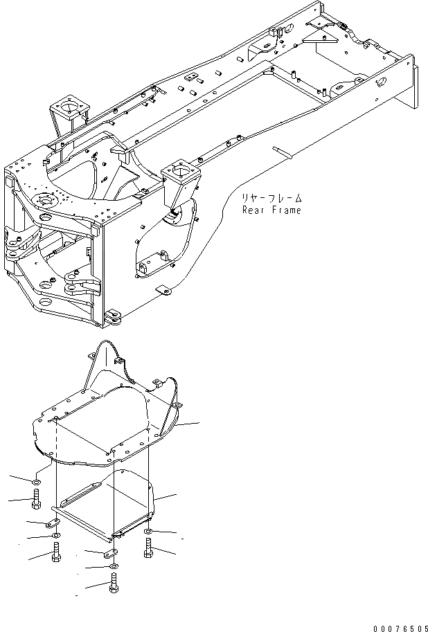 Схема запчастей Komatsu WA450-5L - ЗАДН. РАМА (НИЖН. ЗАЩИТА) (ДЛЯ WASTE РУКОЯТЬR) ОСНОВНАЯ РАМА И ЕЕ ЧАСТИ