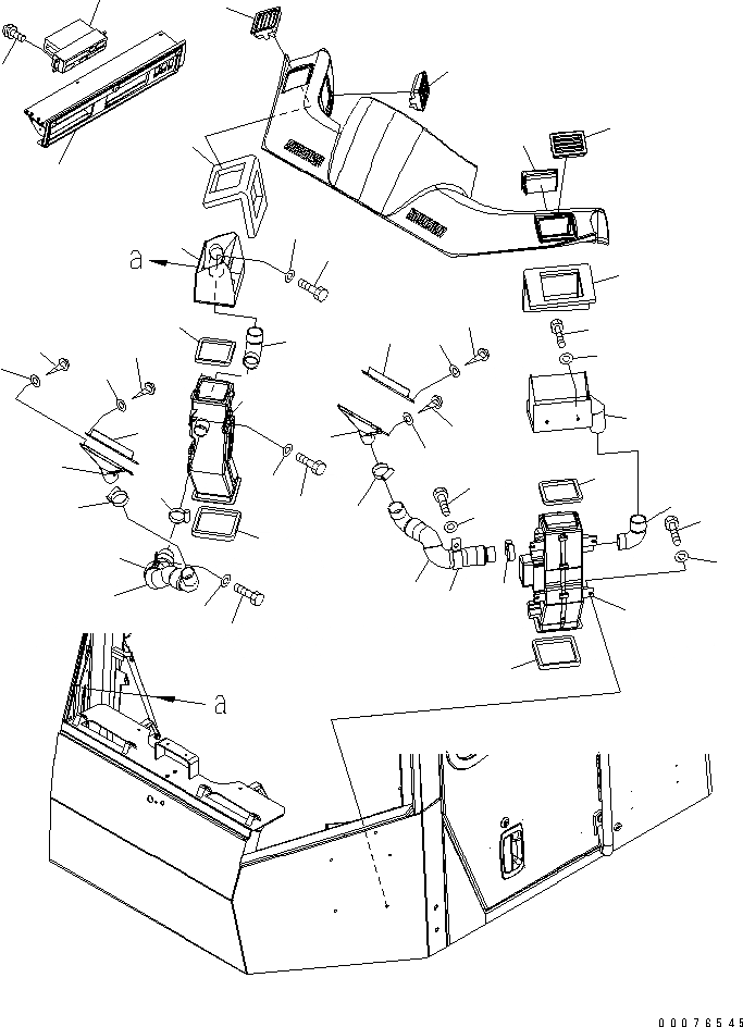 Схема запчастей Komatsu WA450-5L - КАБИНА ROPS (ВОЗДУХОВОДS)(№A-A) КАБИНА ОПЕРАТОРА И СИСТЕМА УПРАВЛЕНИЯ