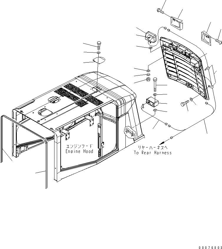 Схема запчастей Komatsu WA450-5L - КАПОТ (СИГН. ЗАДН. ХОДА И ОСВЕЩЕНИЕ) ЧАСТИ КОРПУСА