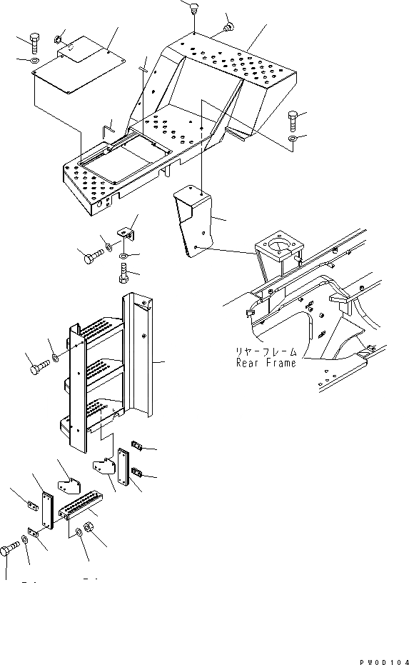Схема запчастей Komatsu WA450-5L - ЛЕСТНИЦА (ПОЛ ПРАВ.) ЧАСТИ КОРПУСА