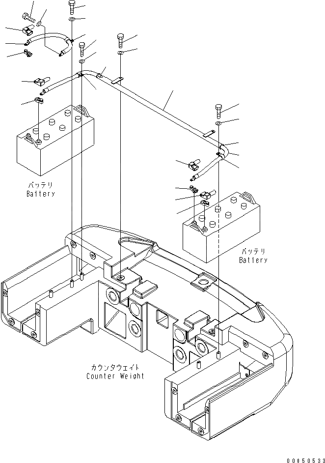 Схема запчастей Komatsu WA450-6-W1 - КОРПУС АККУМУЛЯТОРА (АККУМУЛЯТОР WIRE) ЭЛЕКТРИКА