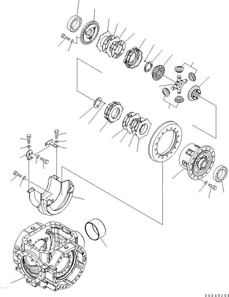 Схема запчастей Komatsu WA450-6-W1 - ЗАДН. МОСТ (ДИФФЕРЕНЦ.¤ /) (С САМОБЛОКИР. ДИФФЕРЕНЦ.) СИЛОВАЯ ПЕРЕДАЧА
