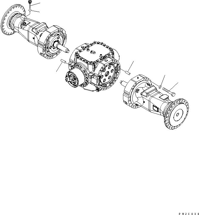 Схема запчастей Komatsu WA450-6-W1 - ЗАДН. МОСТ (МОСТ КРЕПЛЕНИЕ И МАСЛ. ЩУП) СИЛОВАЯ ПЕРЕДАЧА