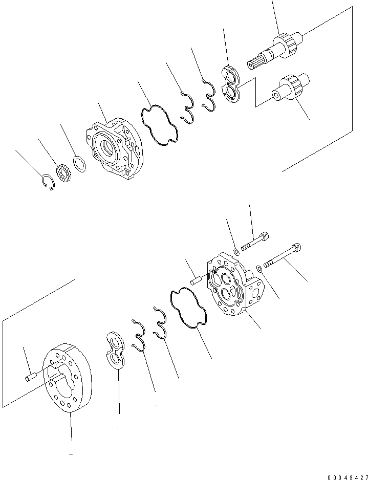 Схема запчастей Komatsu WA450-6-W1 - ГИДР. НАСОС. (ГИДРОТРАНСФОРМАТОР) (ВНУТР. ЧАСТИ) ГИДРАВЛИКА