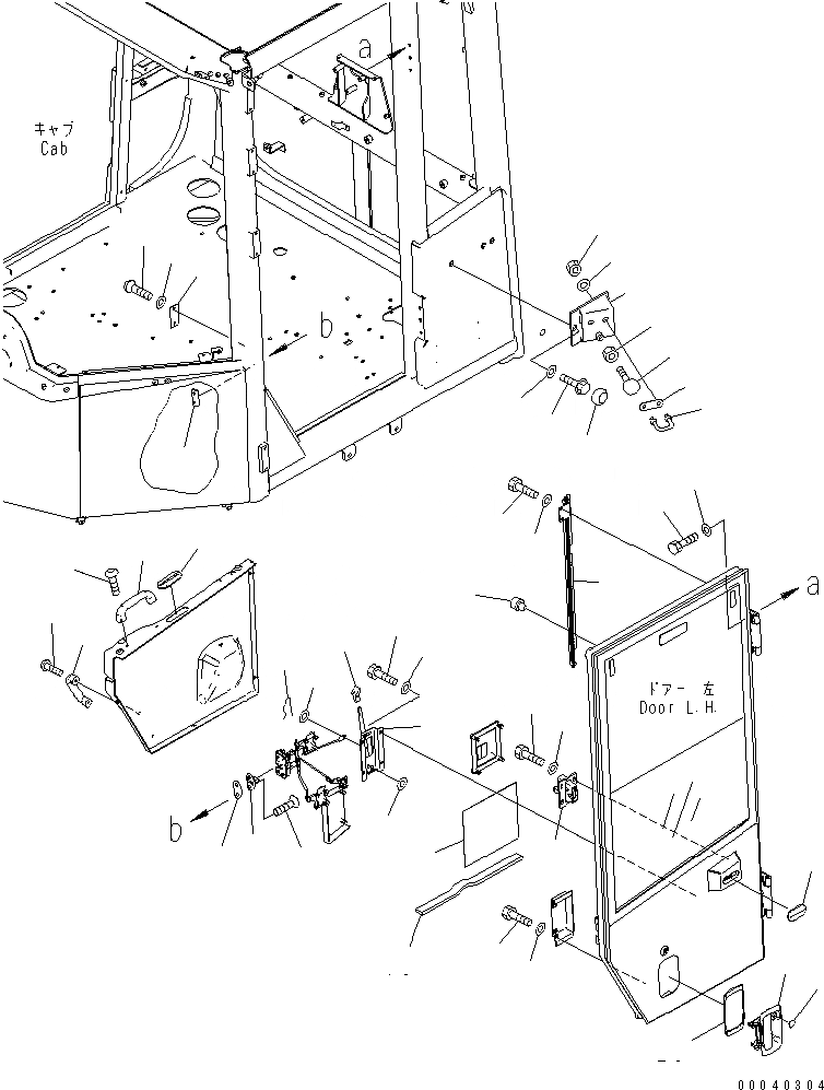 Схема запчастей Komatsu WA450-6-W1 - КАБИНА ROPS (ДВЕРЬ ЛЕВ.) (/) КАБИНА ОПЕРАТОРА И СИСТЕМА УПРАВЛЕНИЯ