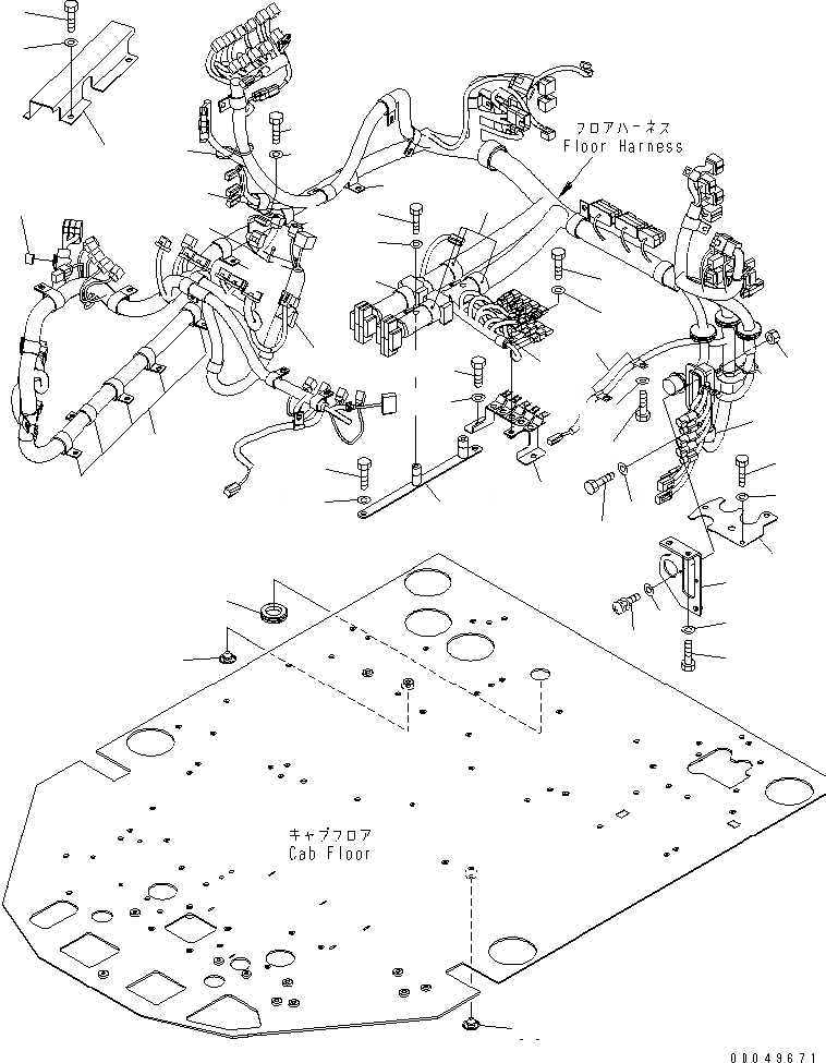 Схема запчастей Komatsu WA450-6-W1 - КАБИНА ROPS (ПОЛ Э/ПРОВОДКА) (/) КАБИНА ОПЕРАТОРА И СИСТЕМА УПРАВЛЕНИЯ