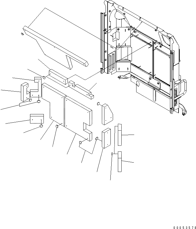 Схема запчастей Komatsu WA450-6-W1 - КАПОТ (ЩИТКИ) (/) ЧАСТИ КОРПУСА