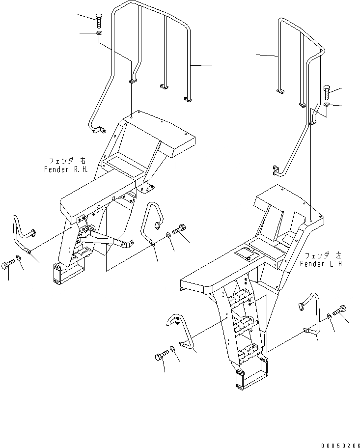 Схема запчастей Komatsu WA450-6-W1 - HANDRAIL ЧАСТИ КОРПУСА