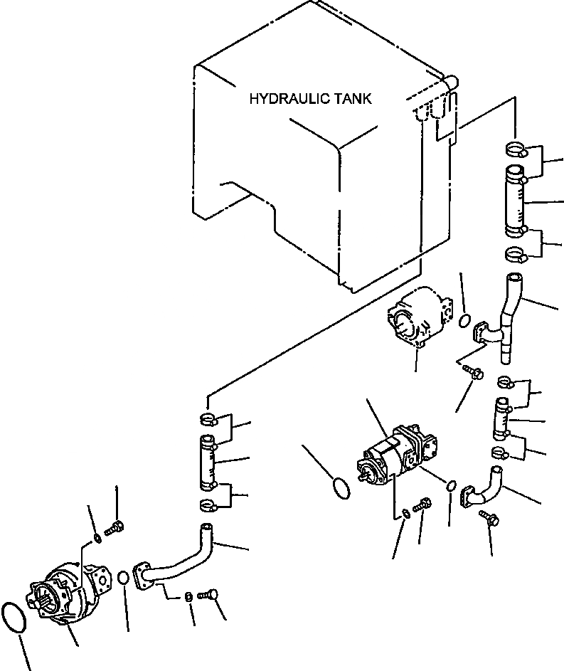 Схема запчастей Komatsu WA450-2 - FIG NO. ГИДРОЛИНИЯ ИЗ БАКА В НАСОС УПРАВЛ-Е РАБОЧИМ ОБОРУДОВАНИЕМ
