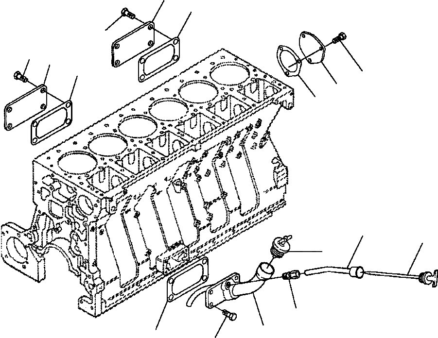 Схема запчастей Komatsu WA450-2 - БЛОК ЦИЛИНДРОВ КРЫШКИ И DIPSTICK БЛОК ЦИЛИНДРОВ