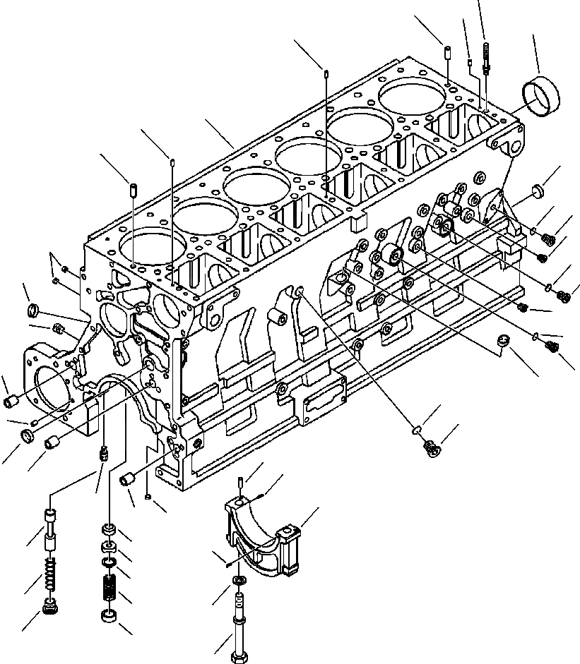 Схема запчастей Komatsu WA450-3L - FIG. A-A БЛОК ЦИЛИНДРОВ - С ДРЕНАЖ COVER ДВИГАТЕЛЬ