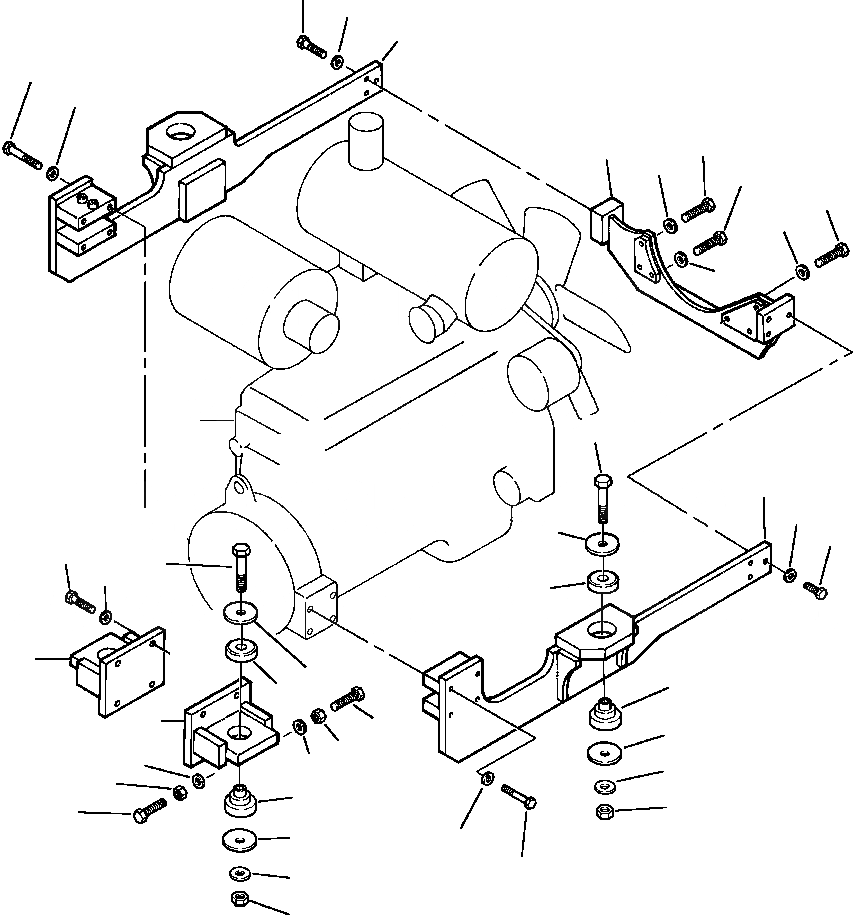 Схема запчастей Komatsu WA450-3L - FIG. B-A КРЕПЛЕНИЕ ДВИГАТЕЛЯ КОМПОНЕНТЫ ДВИГАТЕЛЯ